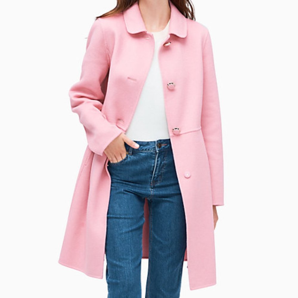 Kate Spade ♠️ NWT-Pink Wool Coat LAST ONE -Large💕 - Picture 2 of 15